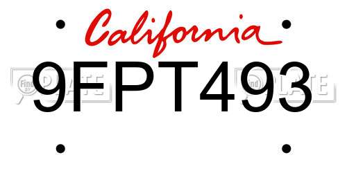 9FPT493 California License Plate