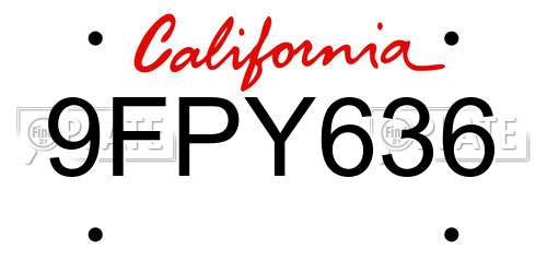 9FPY636 California License Plate