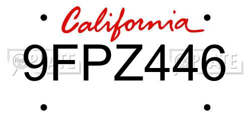 9FPZ446 California License Plate