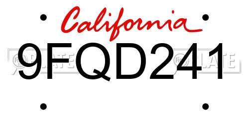 9FQD241 California License Plate
