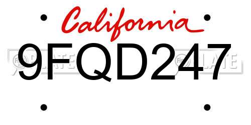 9FQD247 California License Plate