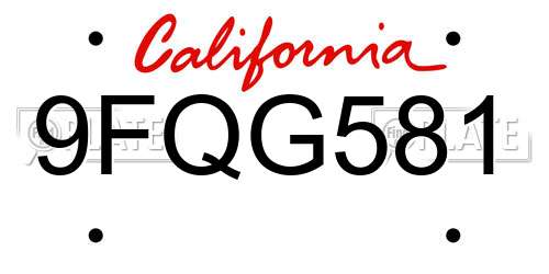 9FQG581 California License Plate