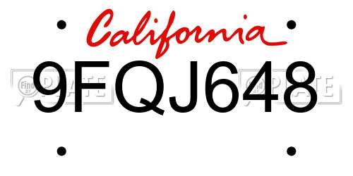 9FQJ648 California License Plate