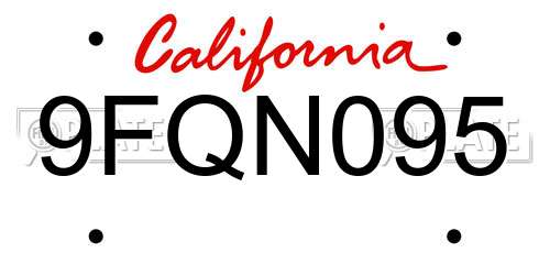 9FQN095 California License Plate