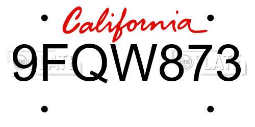 9FQW873 California License Plate