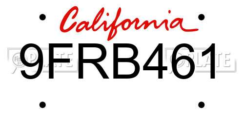 9FRB461 California License Plate
