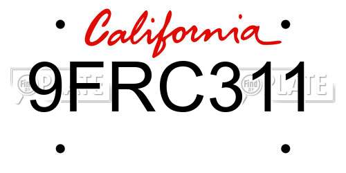 9FRC311 California License Plate