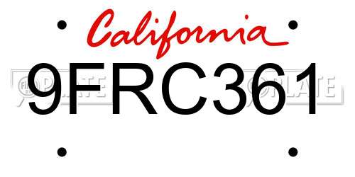9FRC361 California License Plate