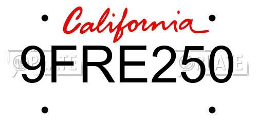 9FRE250 California License Plate