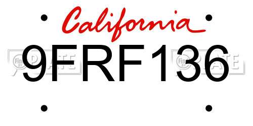 9FRF136 California License Plate