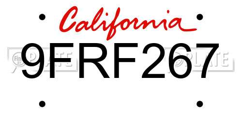 9FRF267 California License Plate