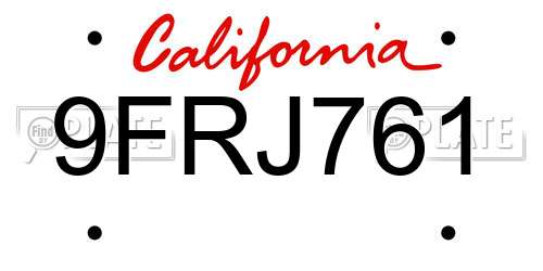 9FRJ761 California License Plate