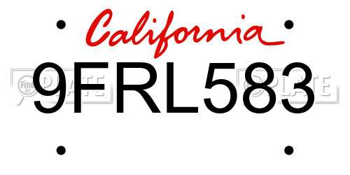 9FRL583 California License Plate