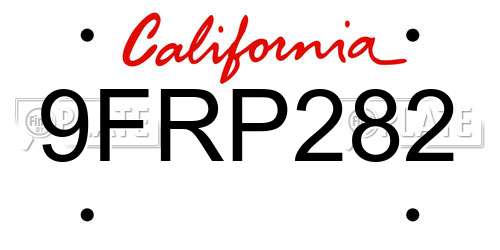 9FRP282 California License Plate