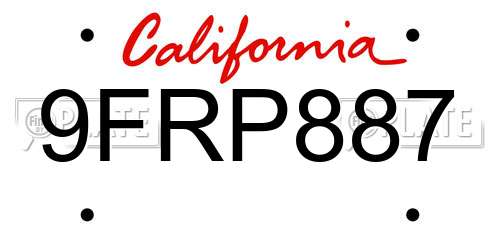 9FRP887 California License Plate