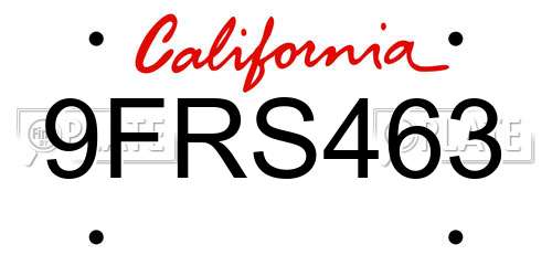 9FRS463 California License Plate