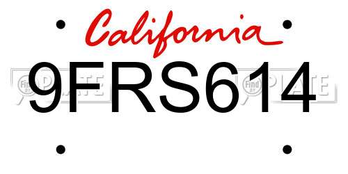 9FRS614 California License Plate