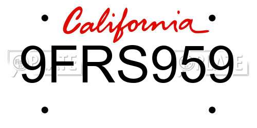 9FRS959 California License Plate