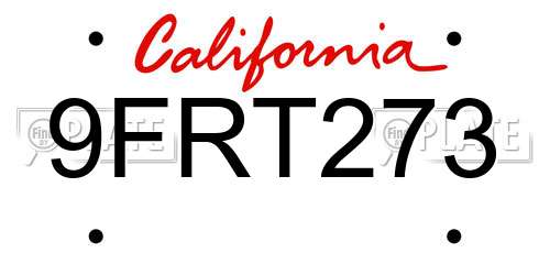 9FRT273 California License Plate