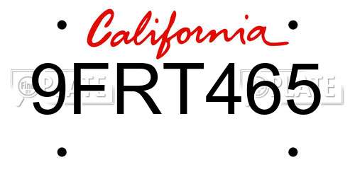 9FRT465 California License Plate