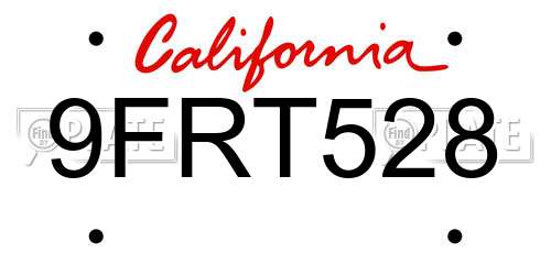 9FRT528 California License Plate