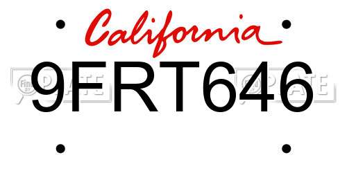 9FRT646 California License Plate