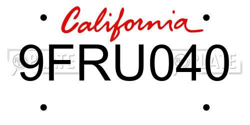 9FRU040 California License Plate