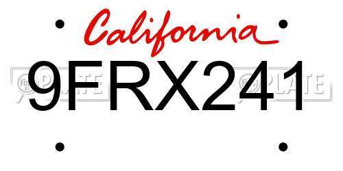 9FRX241 California License Plate