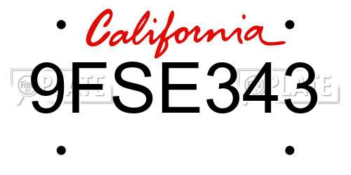 9FSE343 California License Plate