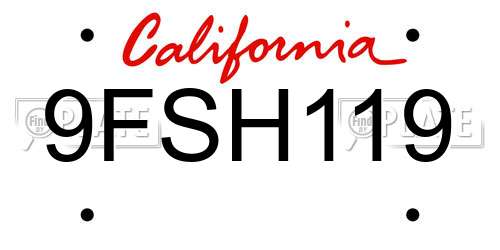 9FSH119 California License Plate