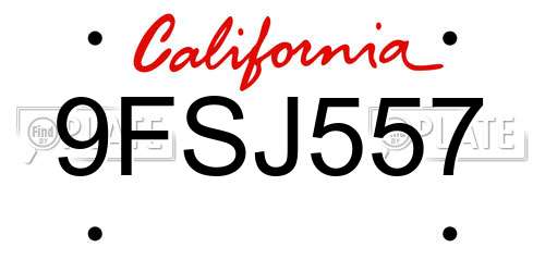 9FSJ557 California License Plate