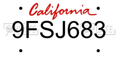 9FSJ683 California License Plate