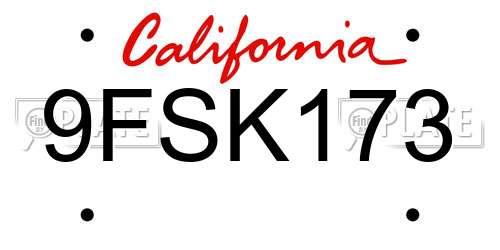 9FSK173 California License Plate