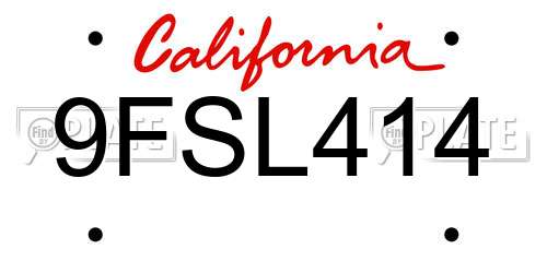 9FSL414 California License Plate