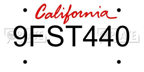 9FST440 California License Plate