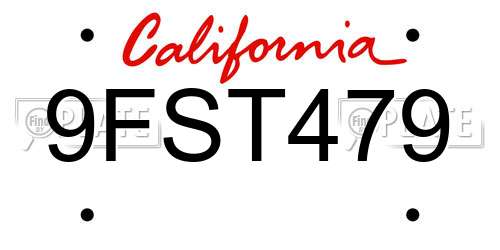 9FST479 California License Plate