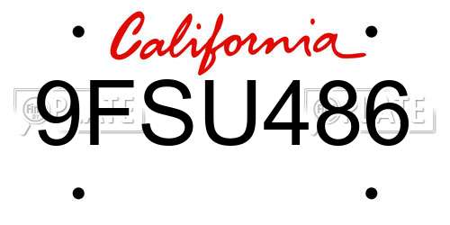 9FSU486 California License Plate