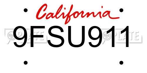 9FSU911 California License Plate