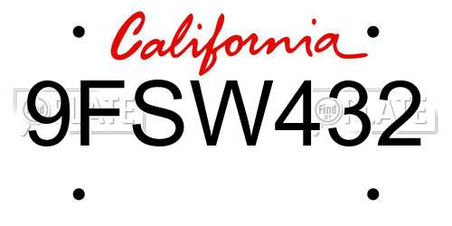 9FSW432 California License Plate