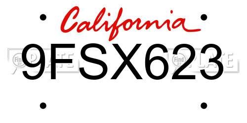 9FSX623 California License Plate