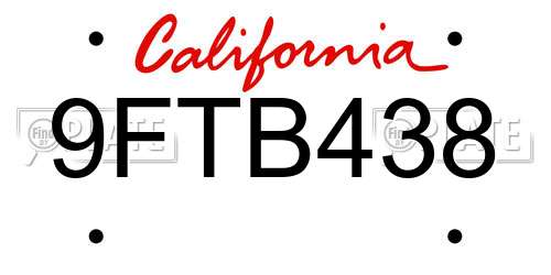 9FTB438 California License Plate