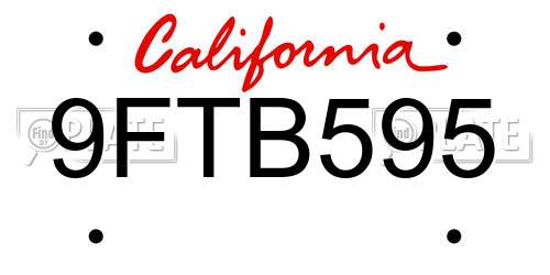 9FTB595 California License Plate