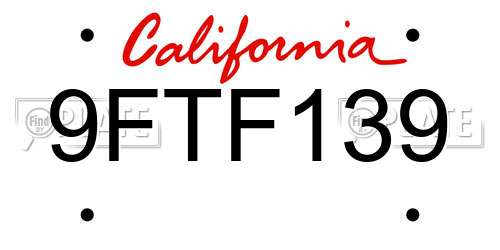 9FTF139 California License Plate