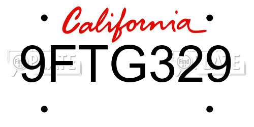 9FTG329 California License Plate