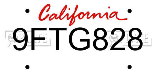 9FTG828 California License Plate
