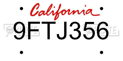 9FTJ356 California License Plate