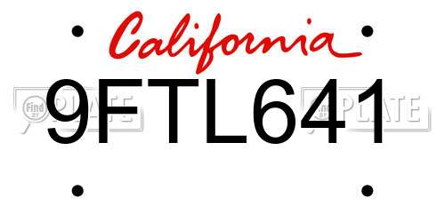 9FTL641 California License Plate