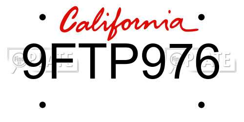 9FTP976 California License Plate
