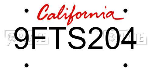 9FTS204 California License Plate