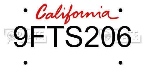 9FTS206 California License Plate